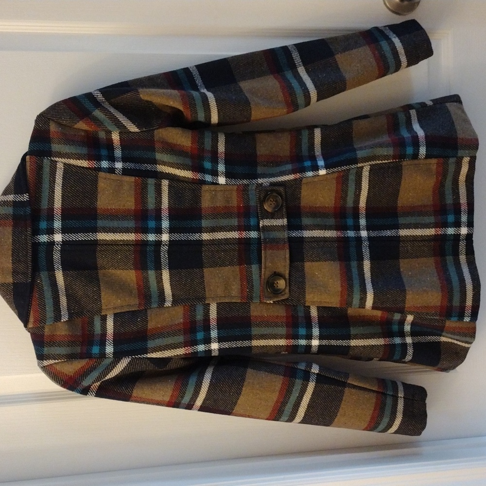 Me Jane Women's Plaid Peacoat Multi Color, Size XS - Picture 7 of 15